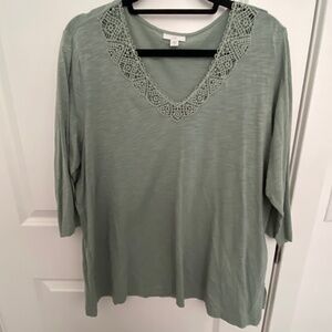 J Jill Crochet Neckline Top